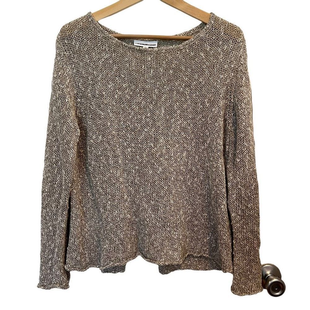 Bryn Walker Linen Ruffle Back Pullover Sweater Size L